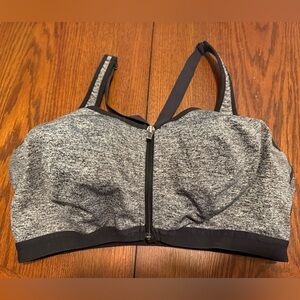 Victorias Secret Sport Knockout Sports Bra Gray Black 38DD Front Close Closure